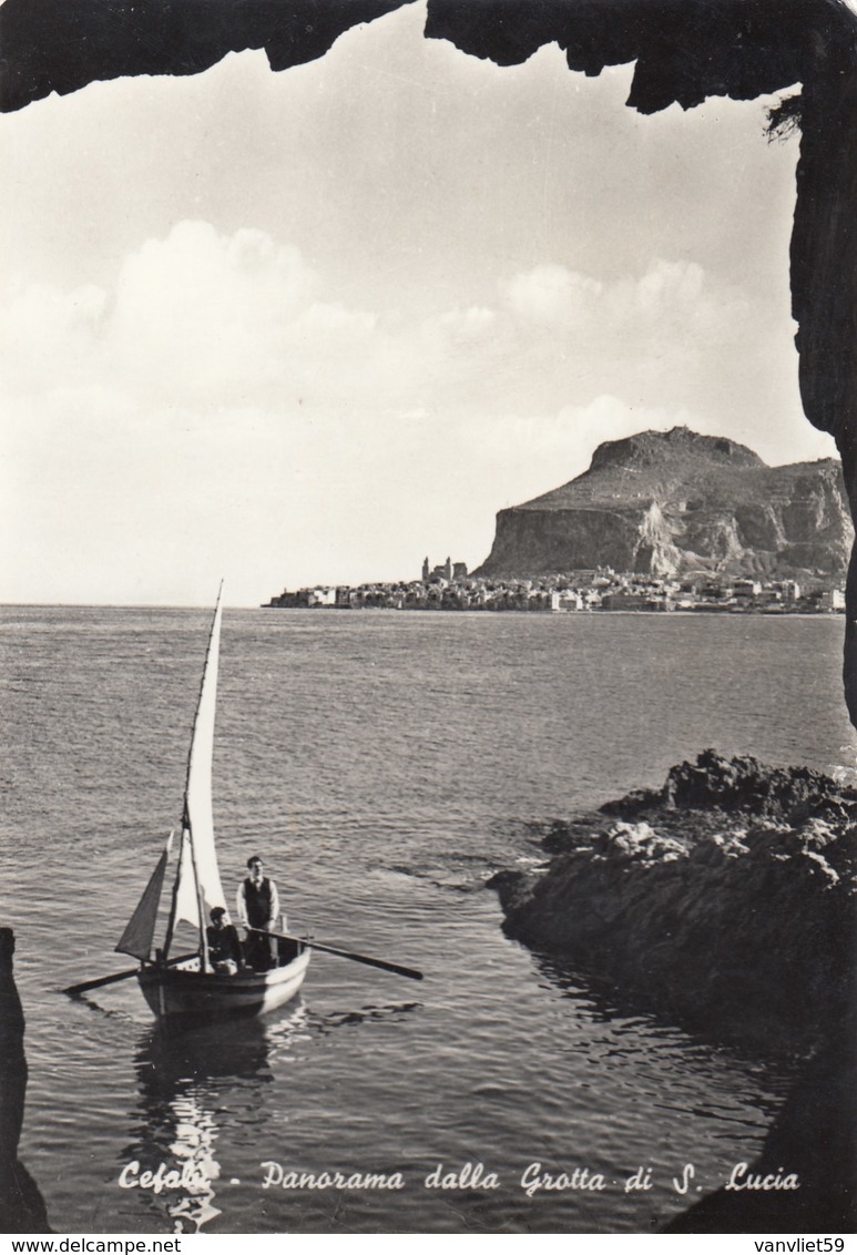 Cefalù-PALERMO-PANORAMA DALLA GROTTA DI SANTA LUCIA-CARTOLINA VERA FOTOGRAFIA VIAGGIATA IL 19-7-1961 - Palermo