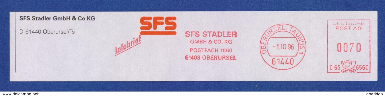 BRD AFS - OBERURSEL TAUNUS, SFS Stadler GmbH & Co KG 1996 - Franking Machines (EMA)