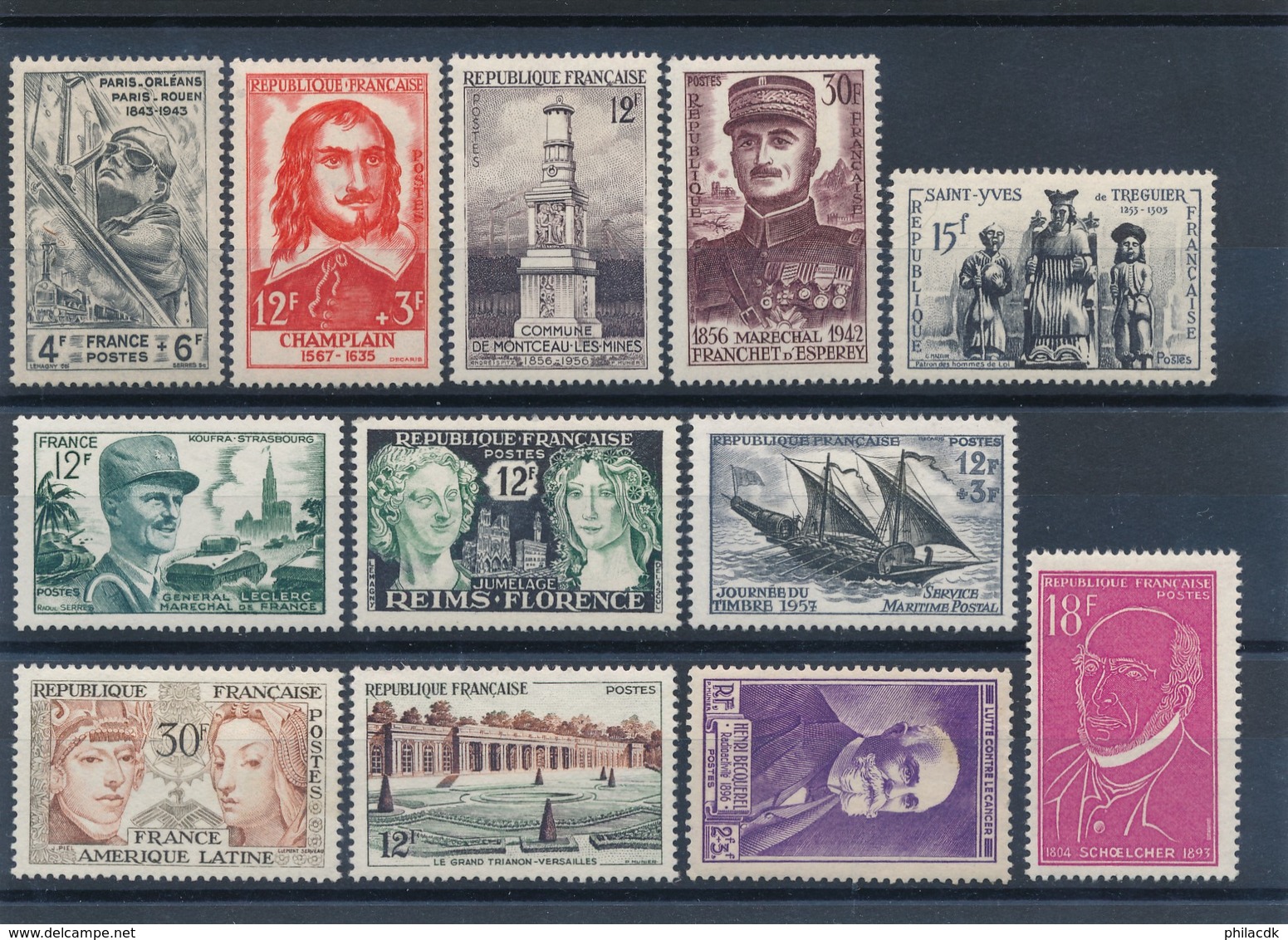 FRANCE - LOT DE 12 TIMBRES NEUFS* AVEC CHARNIERE - COTE YT : 9€60 - - Collections