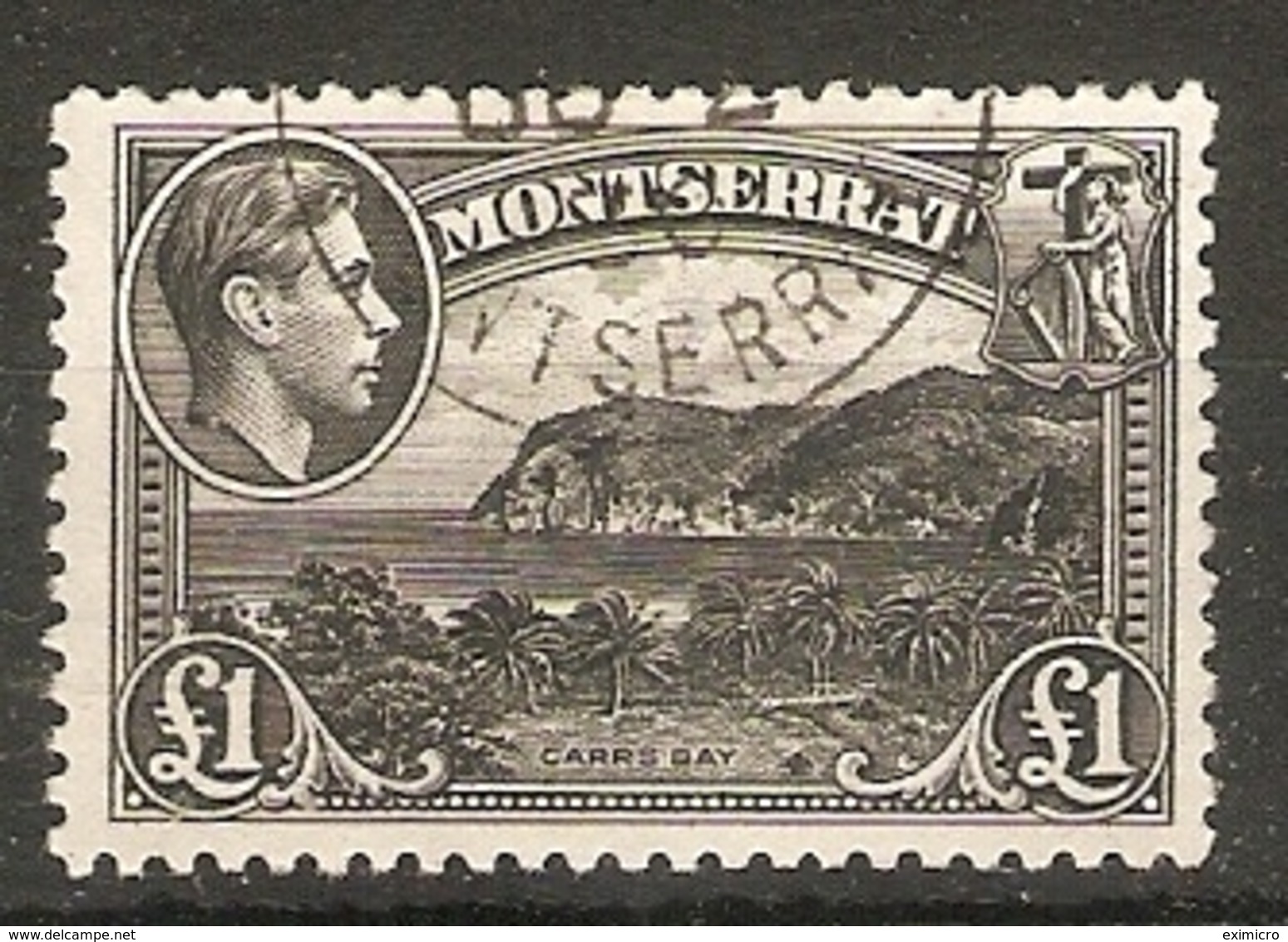 MONTSERRAT 1948 £1 SG 112 TOP VALUE OF THE SET FINE USED Cat £45 - Montserrat