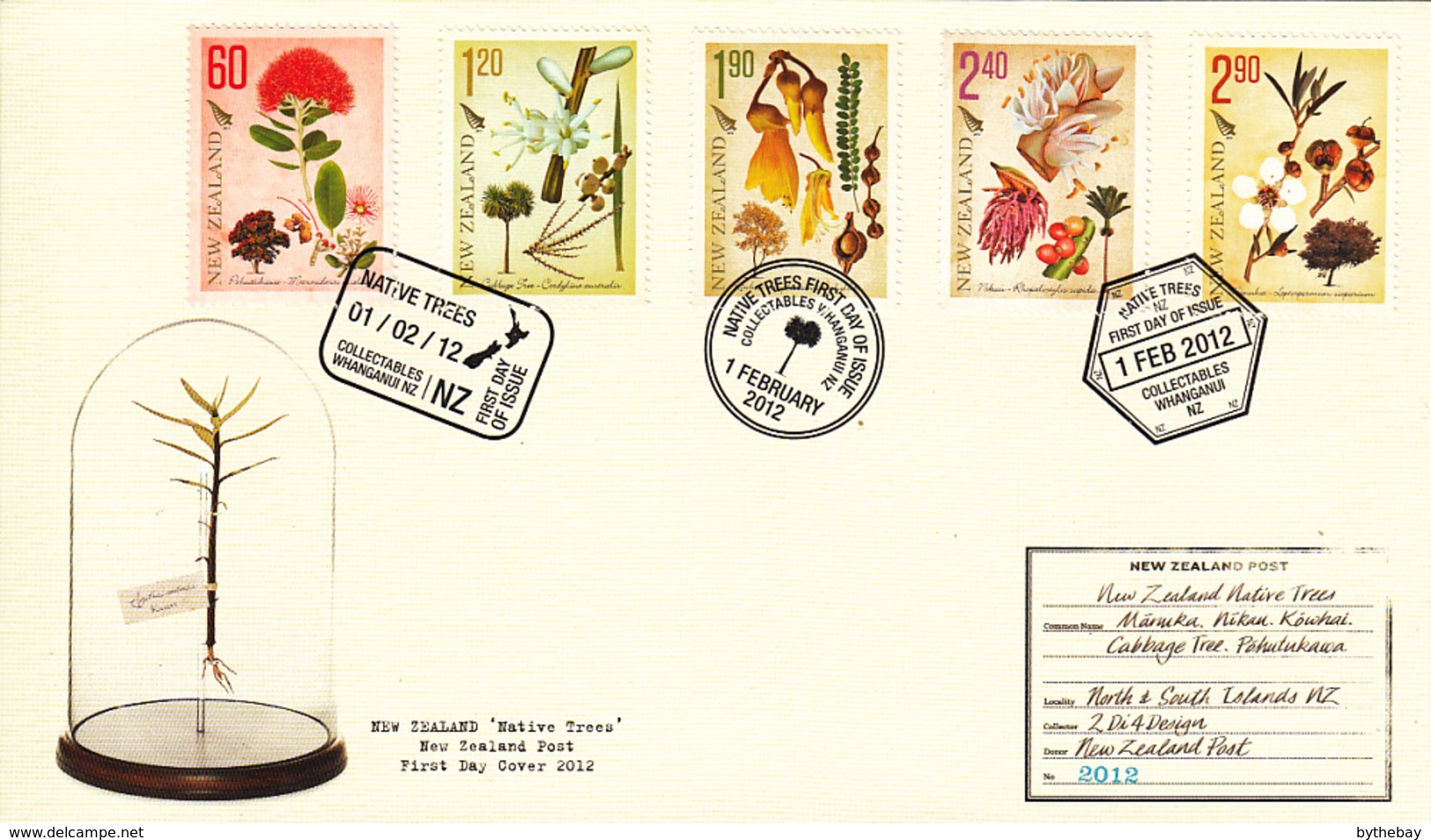 New Zealand 2012 FDC Native Trees Set Of 5 - FDC