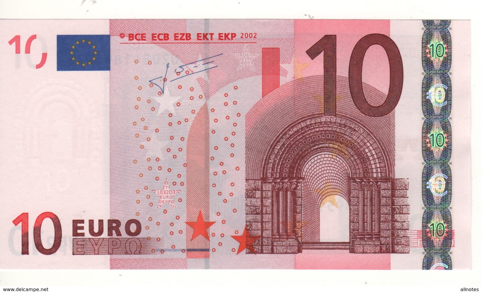 10 EURO  "U" France  Firma Trichet    L 032 D3    Ch. 84  /  FDS - UNC - 10 Euro