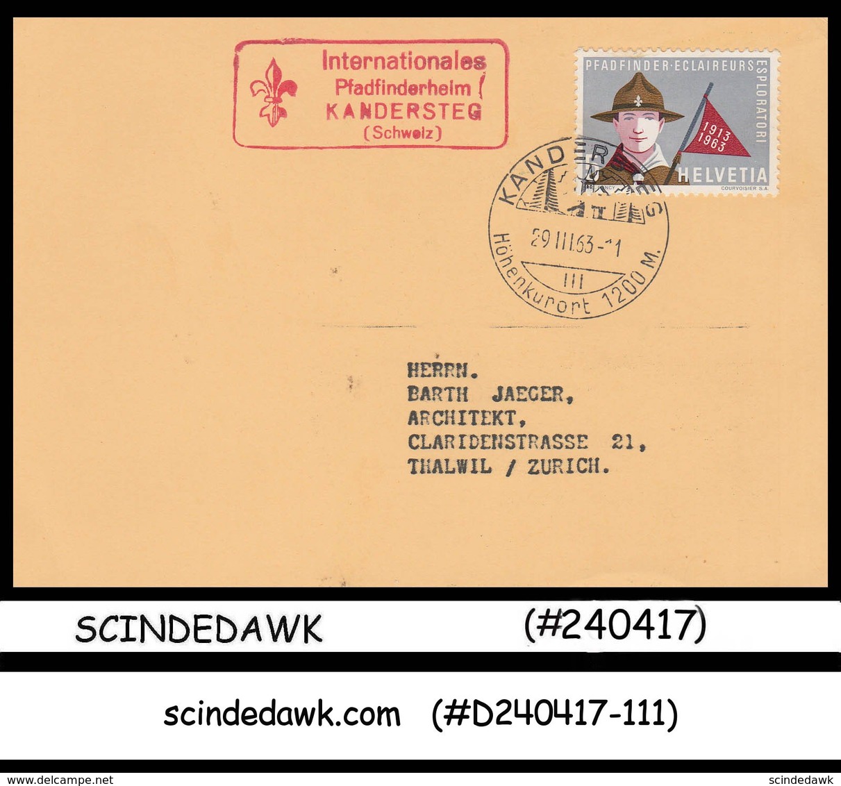 SWITZERLAND - 1963 2nd WHITTEN SCOUT TROOP SPECIAL CARD WITH SPECIAL CANCEL. - Other & Unclassified