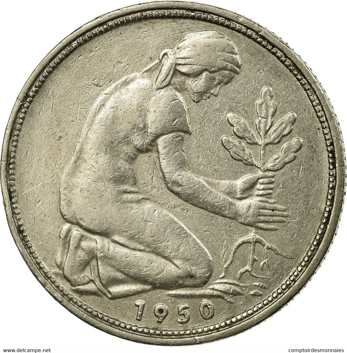 Monnaie, République Fédérale Allemande, 50 Pfennig, 1950, Hamburg, TTB - 50 Pfennig