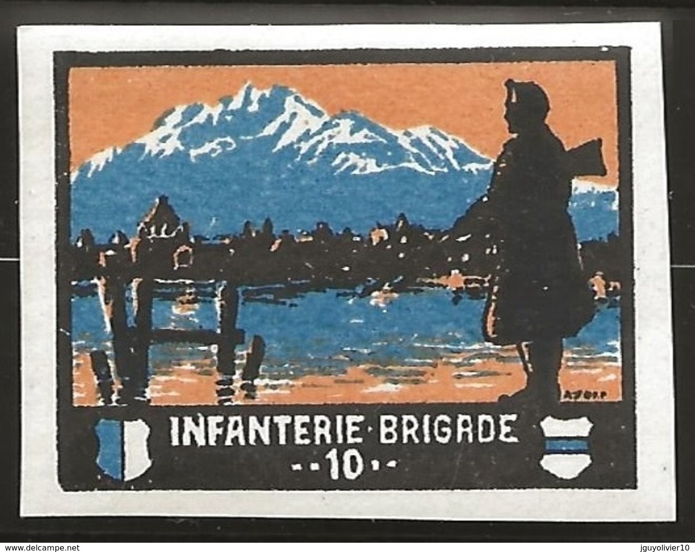 Suisse WWI Vignette Militaire Soldatenmarken 4. DIVISION 1914-18 Fine H, Gum Cracking. On Gloss Art Paper - Vignettes