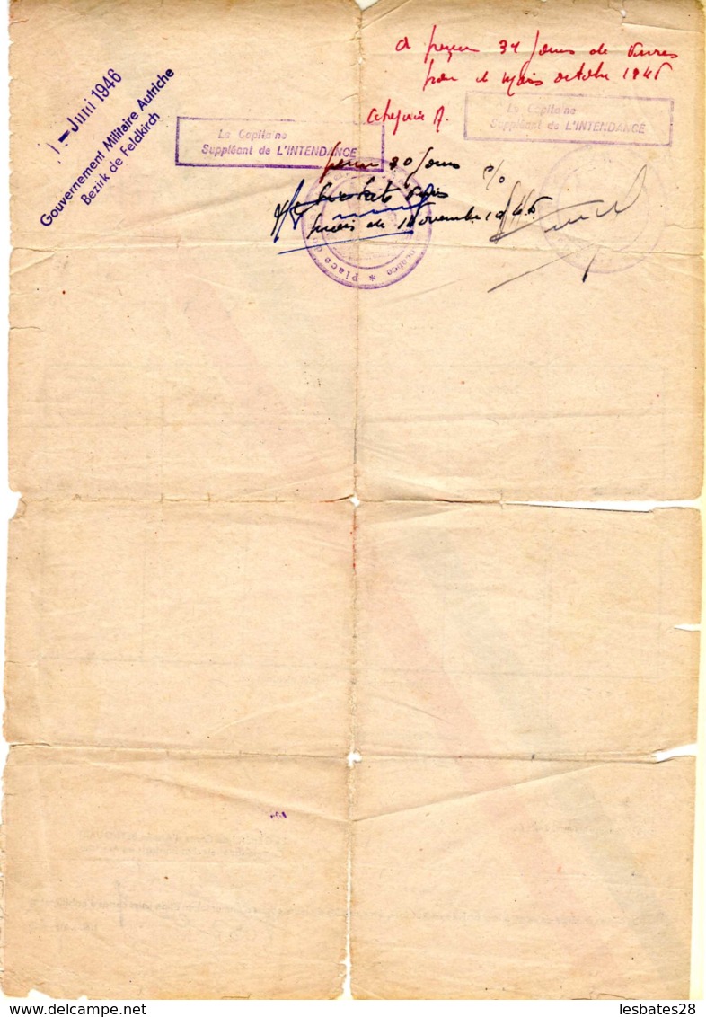 AUTRICHE Innsbruck 1946  (Passe Port) AUTORISATION De Venue, De Résidence, Autographe  Générale Corps D'Armée BETHOUART - Documents