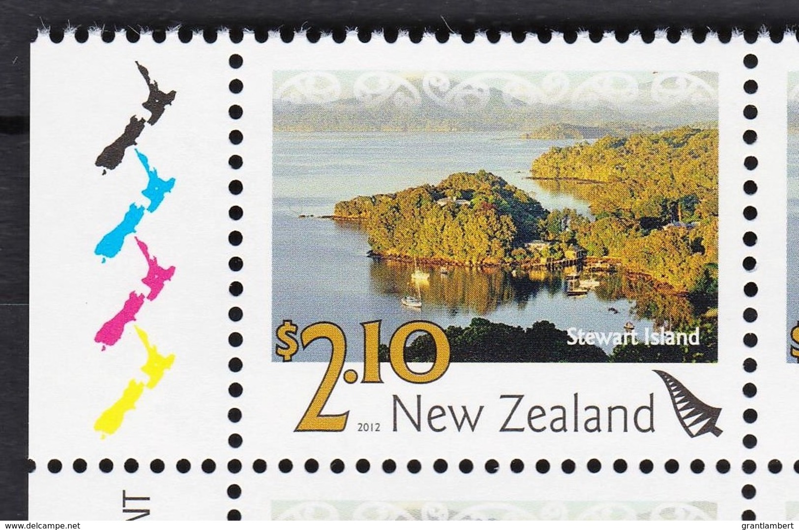 New Zealand 2012 Scenic $2.10 Stewart Island Control Block MNH, 3 Kiwis - Unused Stamps