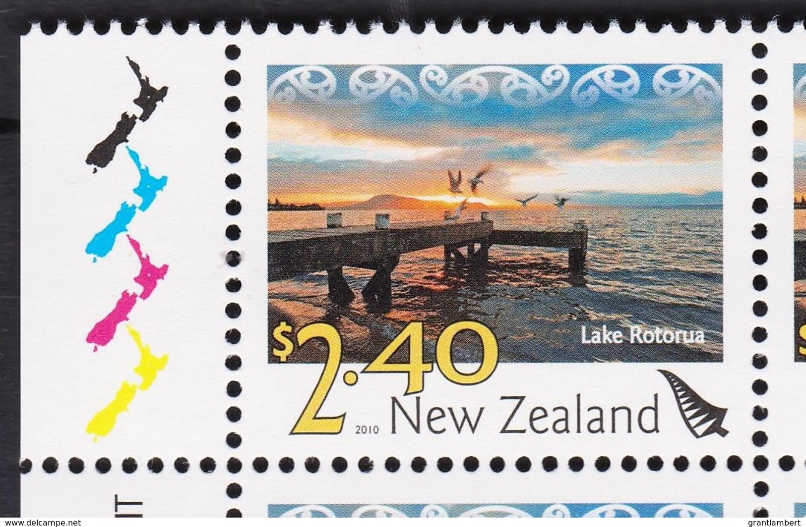 New Zealand 2010 Scenic $2.40 Lake Rotorua Control Block MNH, 8 Kiwis - Unused Stamps