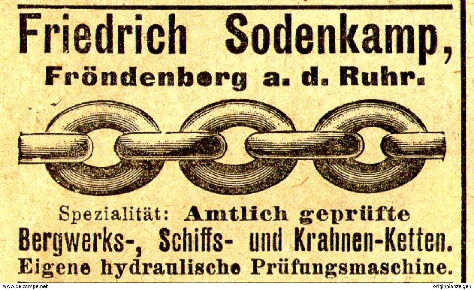 Original-Werbung/ Anzeige 1905 - KETTEN / FRIEDRICH SODENKAMP / FRÖNDENBERG AN DER RUHR - Ca. 50 X 30 Mm - Werbung