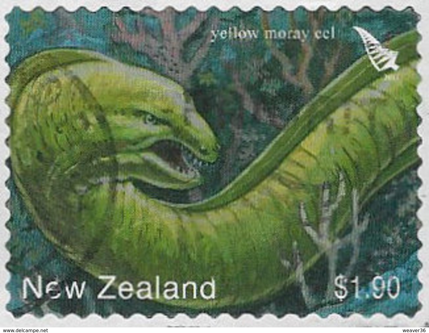 New Zealand 2011 Beyond The Coast $1.90 Yellow Moray Eel Good/fine Used [39/32177/ND] - Used Stamps