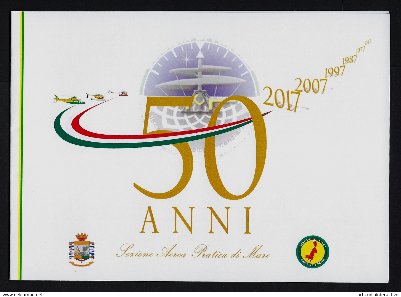 2017 ITALIA "50° ANN. COSTITUZIONE SEZIONE AEREA GUARDIA DI FINANZA PRATICA DI MARE" ANNULLO 06.10.2017 (TORVAIANICA) - Sin Clasificación