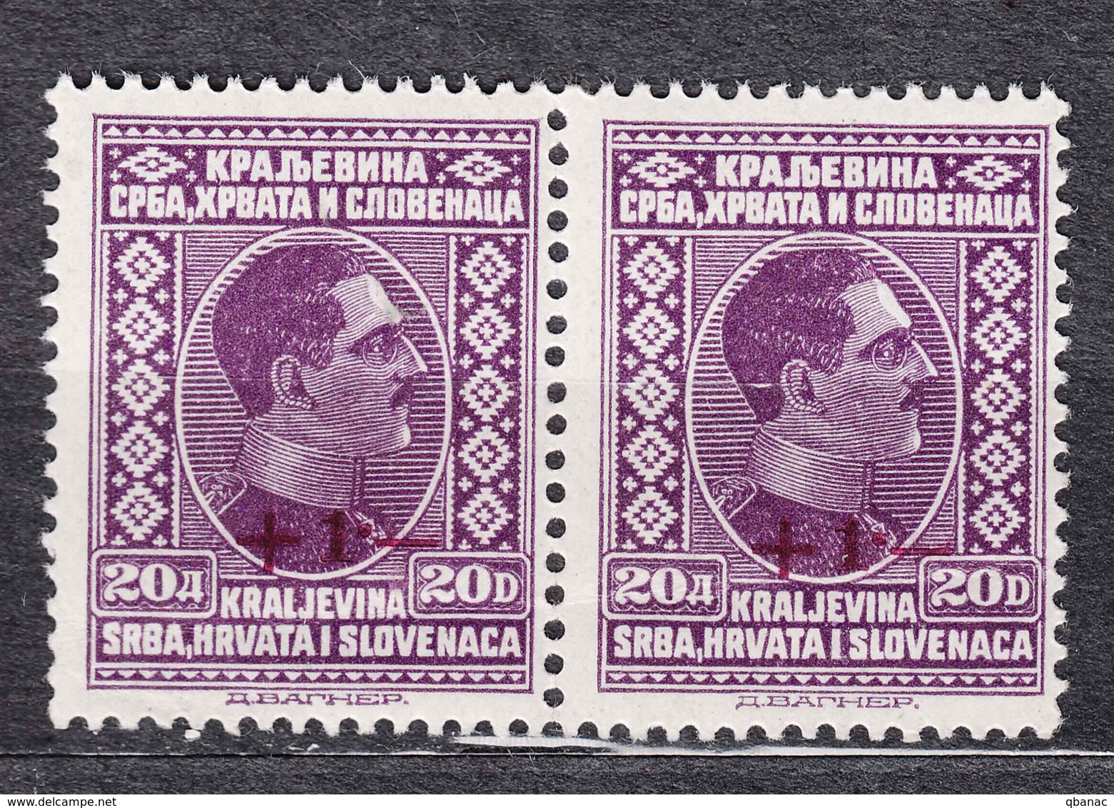 Yugoslavia Kingdom King Alexander 1926 Mi#210 Mint Never Hinged Pair - Neufs