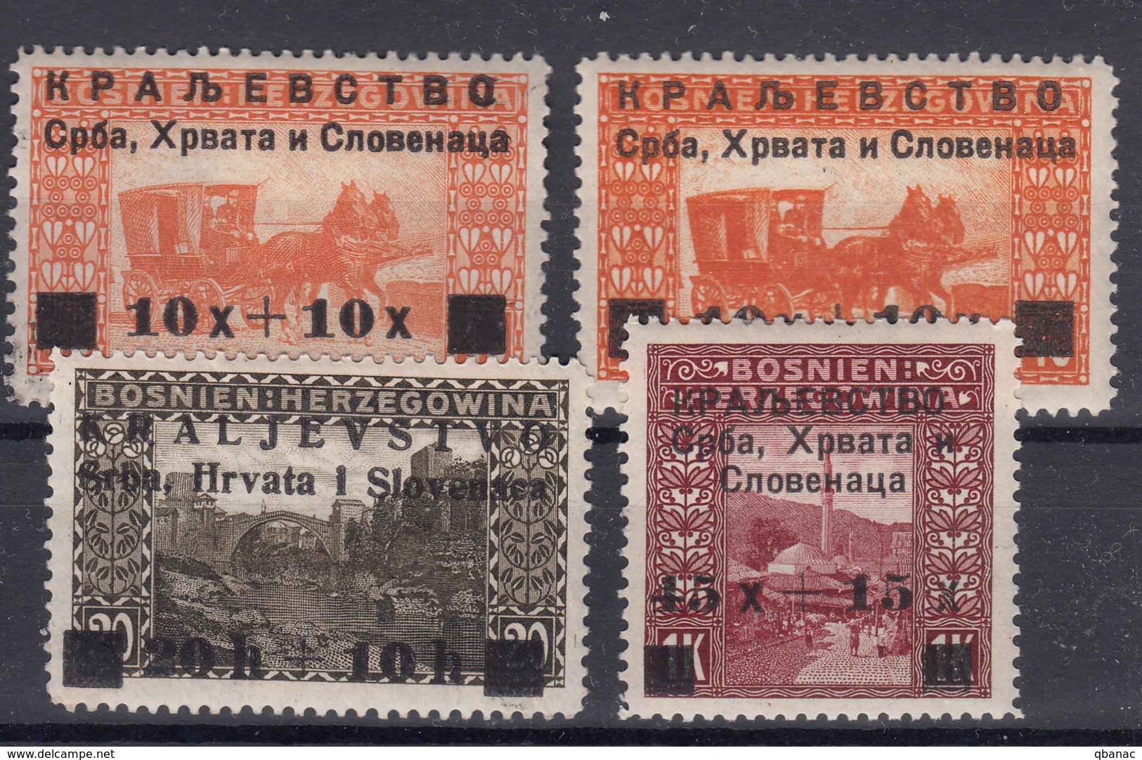 Yugoslavia, Kingdom SHS, Issues For Bosnia 1919 Mi#30-32 A/b, Mint Hinged, 30 In Two Colour Types - Neufs