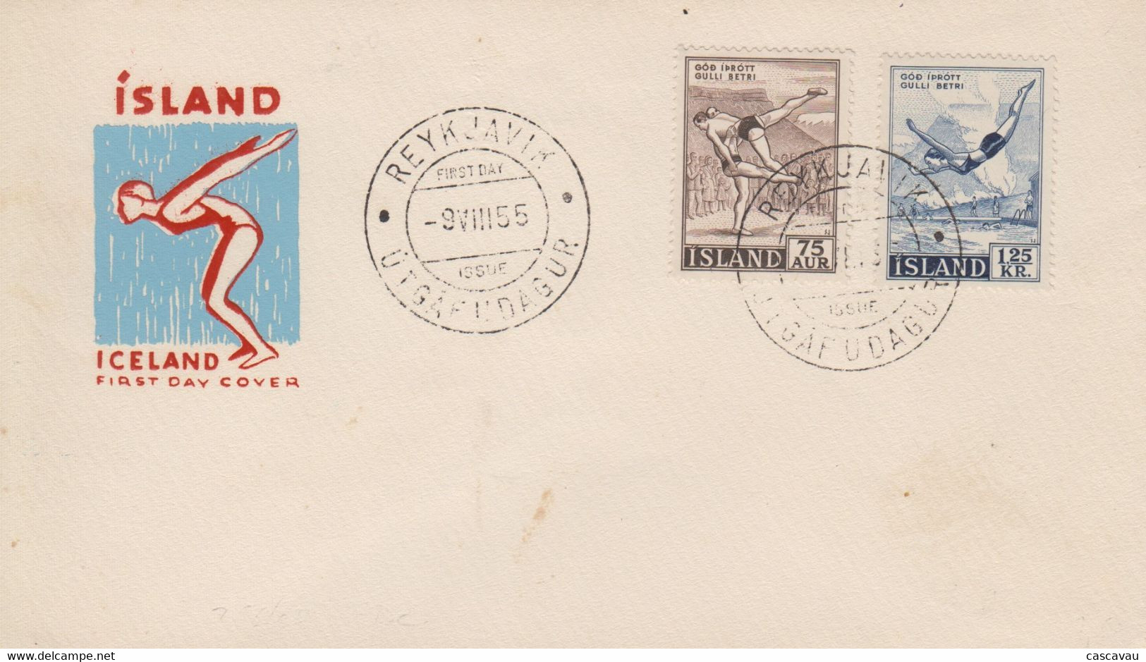 Enveloppe   FDC  1er  Jour     ISLANDE    Sports   1955 - FDC