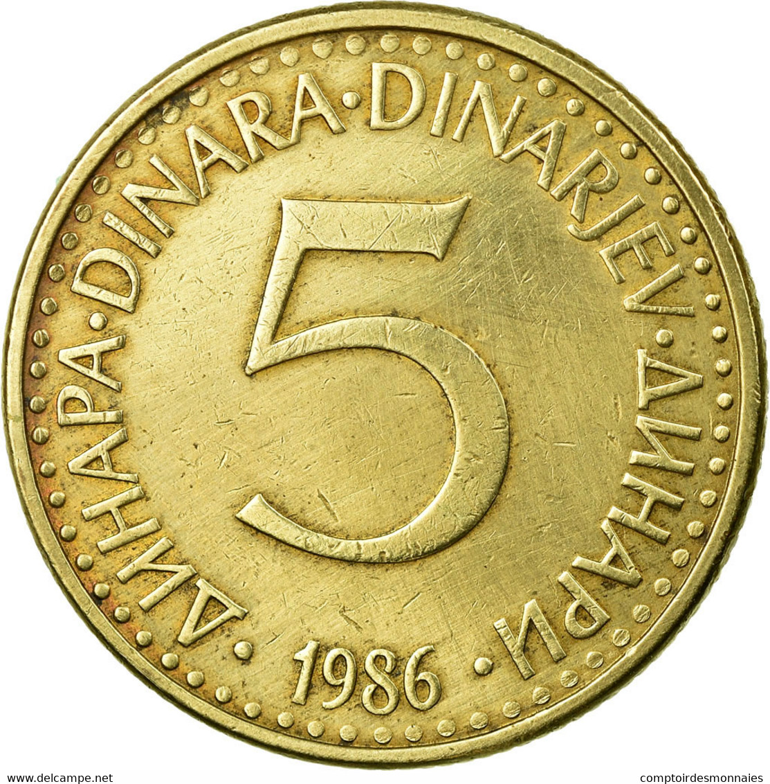 Monnaie, Yougoslavie, 5 Dinara, 1986, TTB, Nickel-brass, KM:88 - Yugoslavia