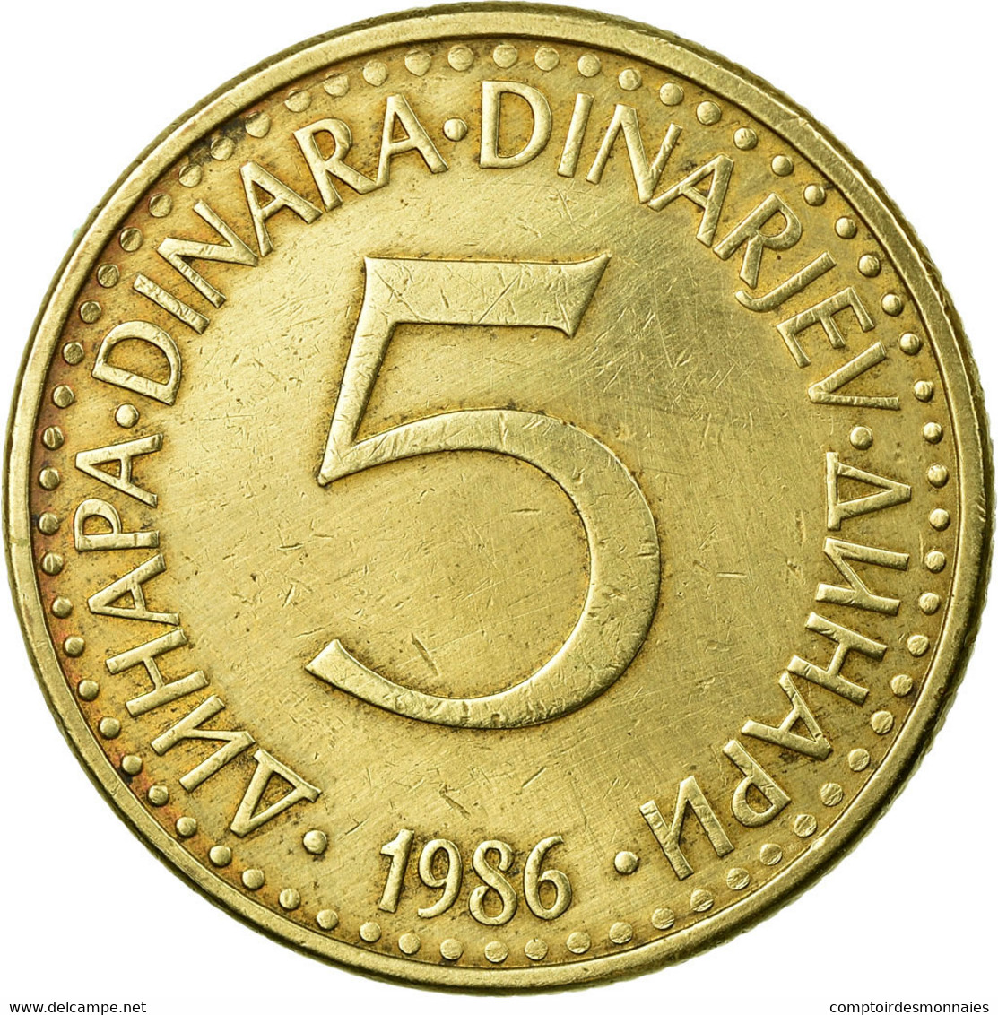 Monnaie, Yougoslavie, 5 Dinara, 1986, TTB, Nickel-brass, KM:88 - Yougoslavie