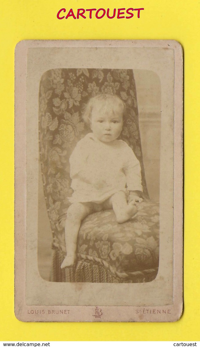 ֎ Photographie ֎ CDV Enfant Sur Chaise ֎ Louis Brunet ֎ St ETIENNE 42 ֎ 11, Place Marengo - Anciennes (Av. 1900)