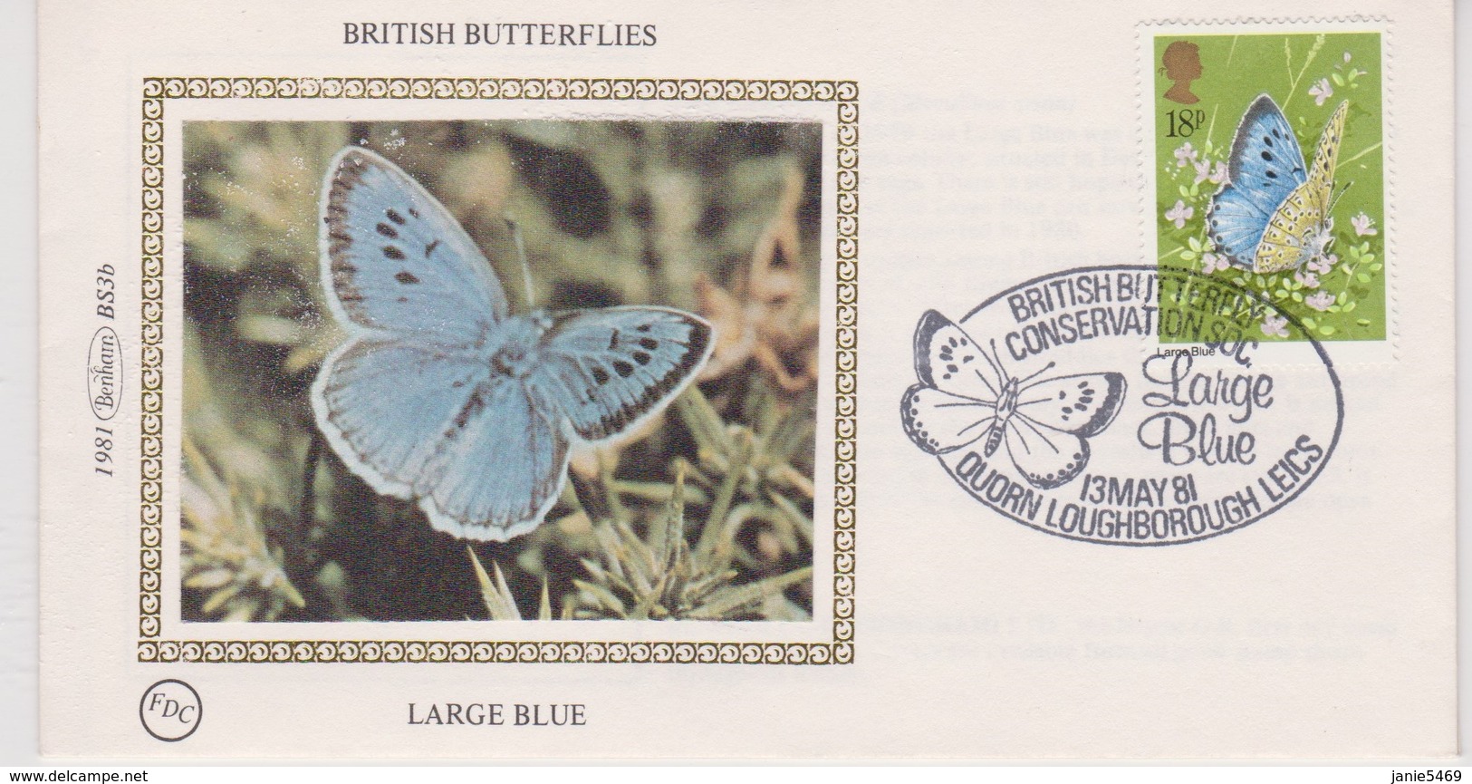 Great Britain 1981 British Butterfly Conservation Society ,Large Blue , Benham Souvenir Cover - Covers & Documents