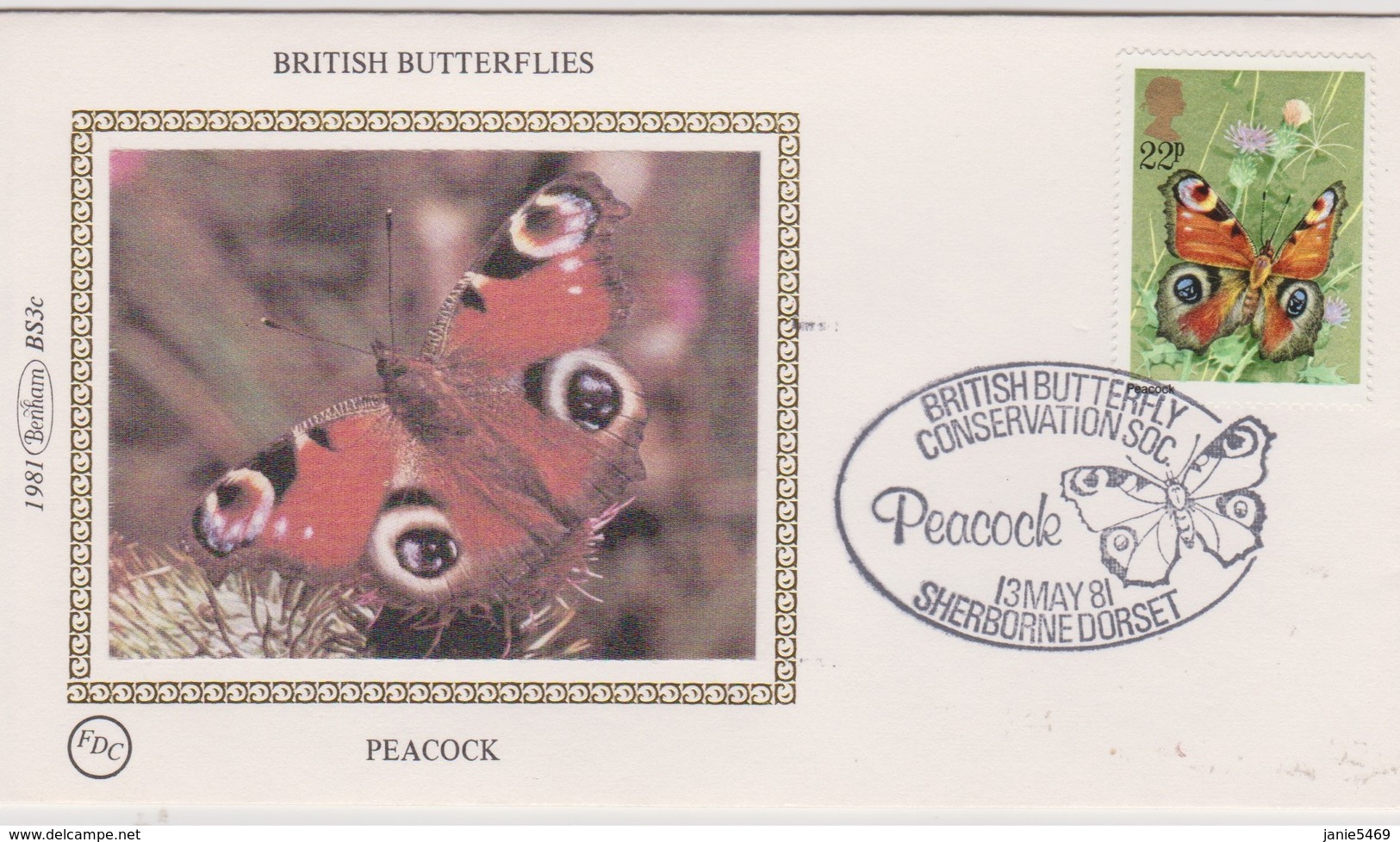 Great Britain 1981 British Butterfly Conservation Society ,Peacock , Benham Souvenir Cover - Covers & Documents