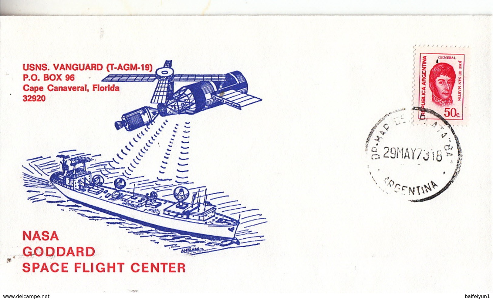 1973 USA  Space Station Skylab-2 Vanguard Tracking Ship Commemorative Cover - North  America