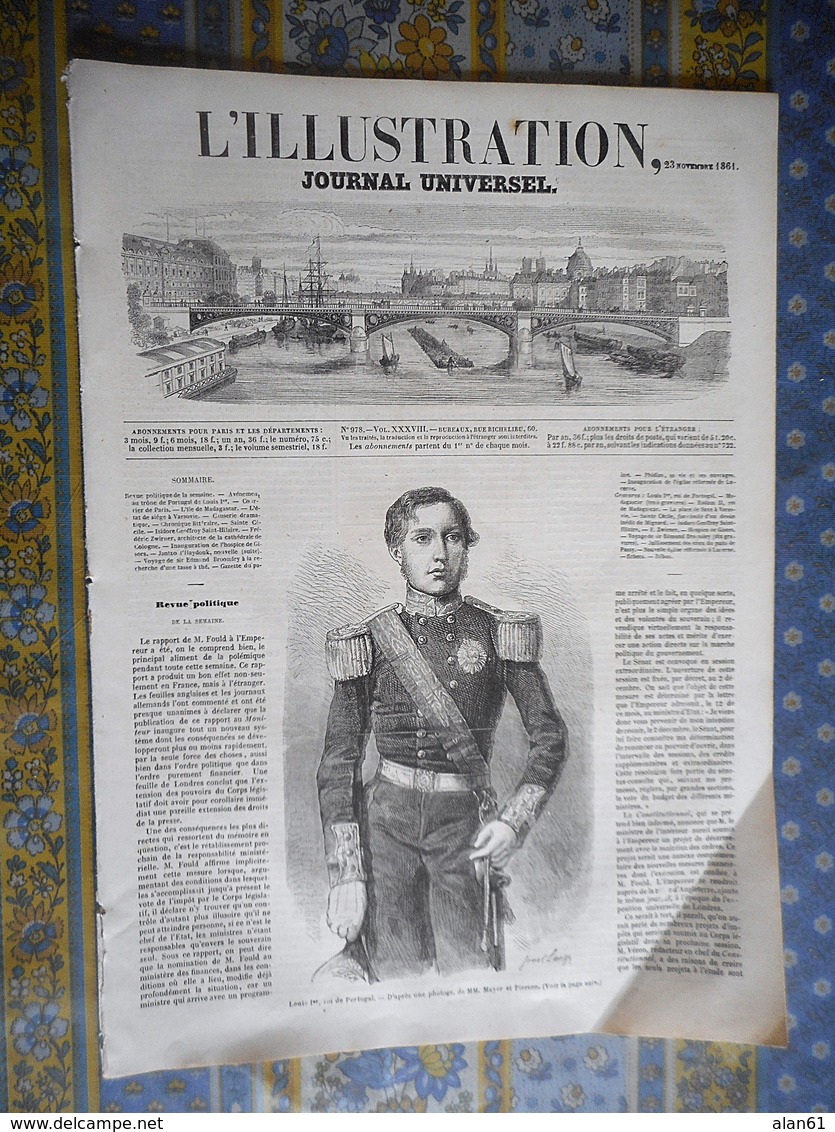 L' ILLUSTRATION 23/11/1861 MADAGASCAR TAMATAVE SAINTE MARIE NOSSI BE VARSOVIE MIGNARD GISORS CHINE PEKIN  PEI HO LUCERNE - 1850 - 1899