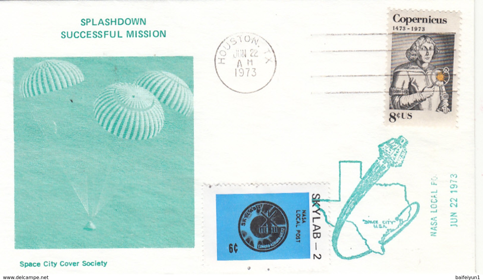 1973 USA  Space Station Skylab-2 Splashdown Successful Mission  Commemorative Cover - America Del Nord