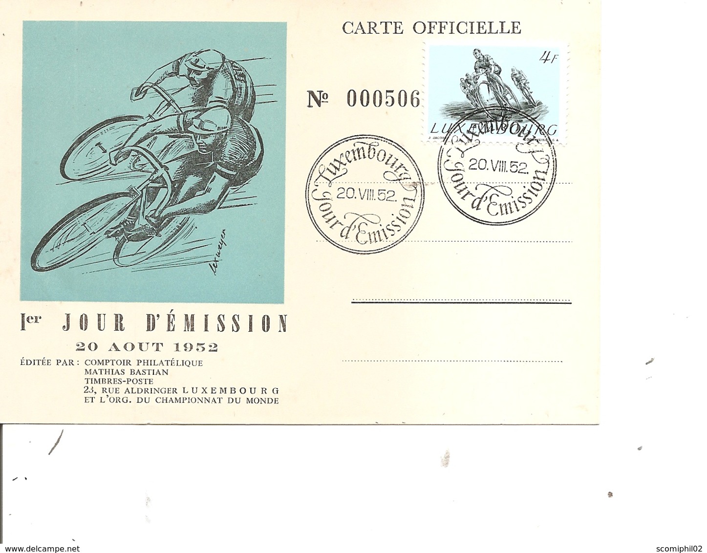 Cyclisme ( Carte Premier Jour Du Luxembourg De 1952 à Voir) - Cyclisme