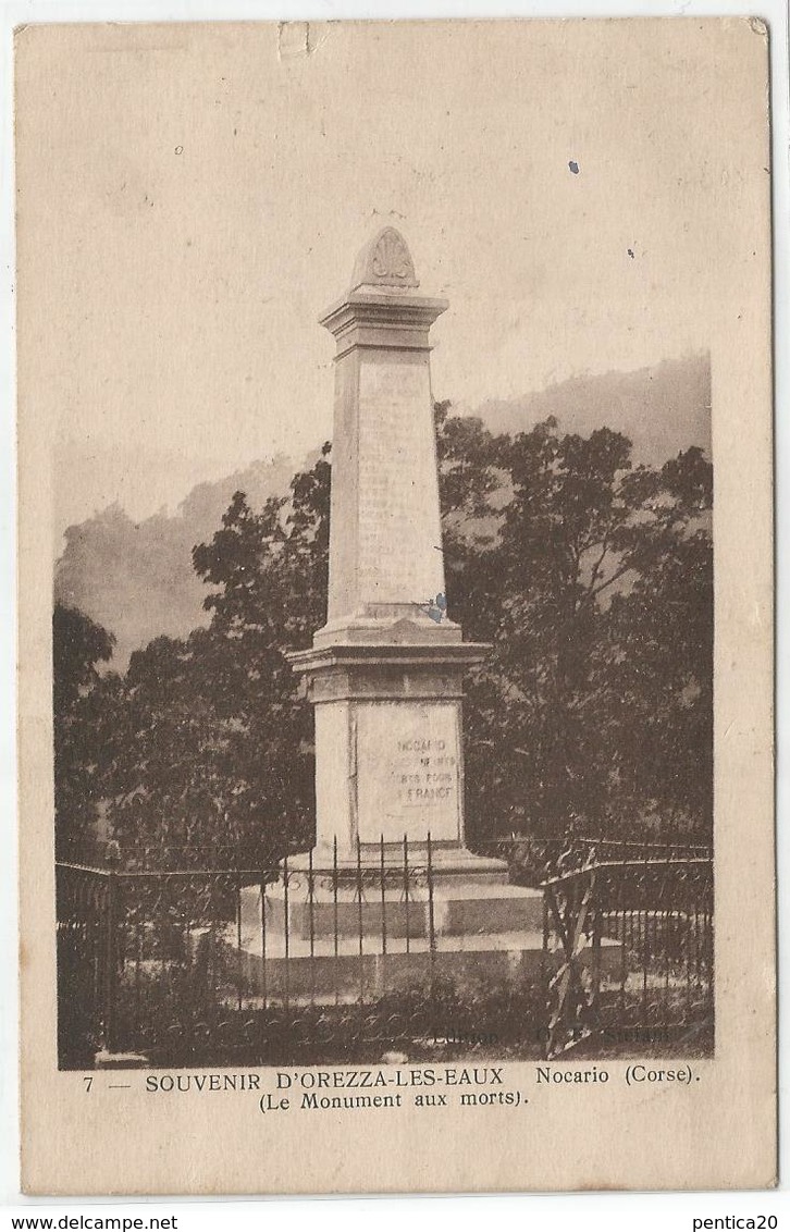 CORSE CPA  Souvenir D' OREZZA-LES-EAUX - NOCARIO - Le Monument Aux Morts - Autres & Non Classés