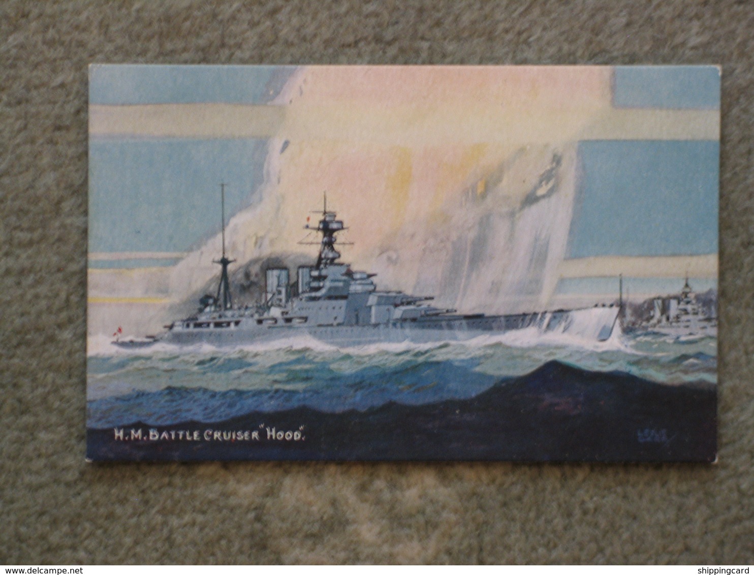 HMS HOOD - BATTLECRUISER - SALMON ART CARD - Warships