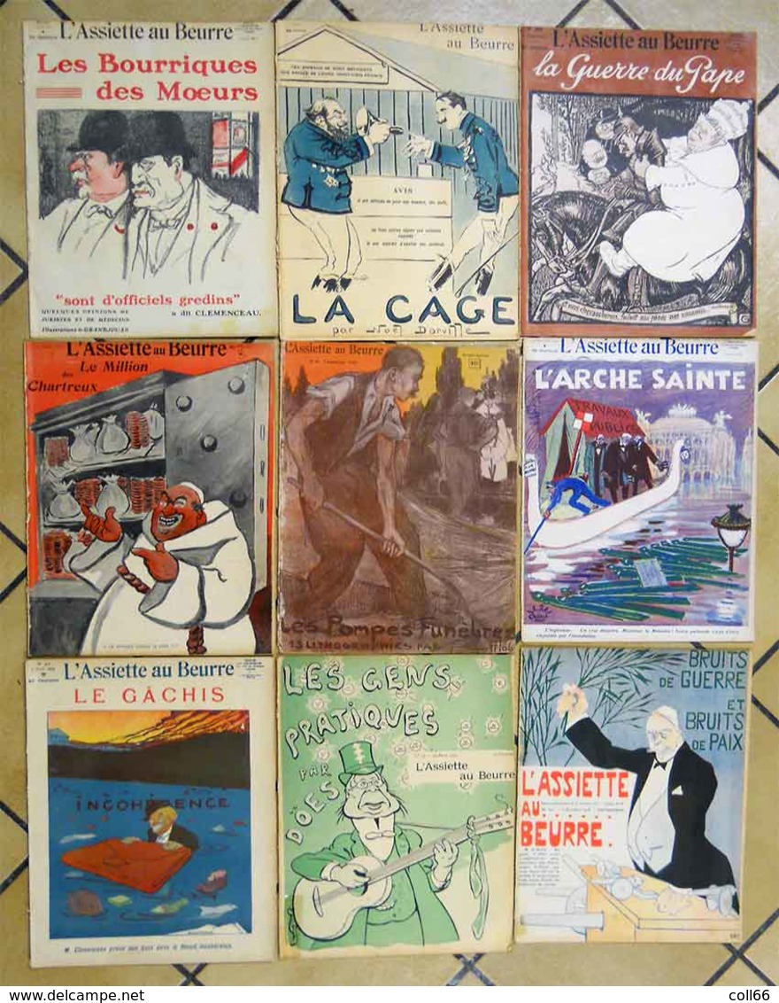 Lot 7 Revues Assiette Au Beurre 8 Numéros Dont Les Pompes Funèbres Nombreux Illustrateurs état Moyen à Assez Bon - 1900 - 1949