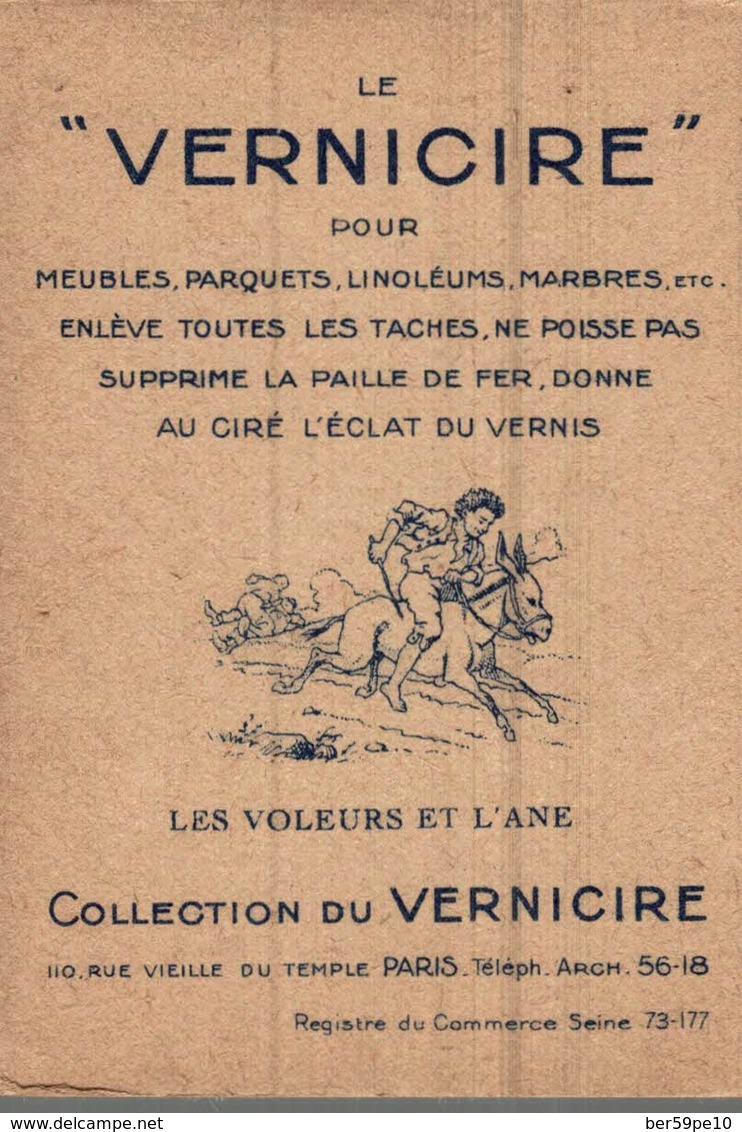 CHROMO LE VERNICIRE PARIS  FABLE  LE VOLEUR ET L'ANE - Autres & Non Classés