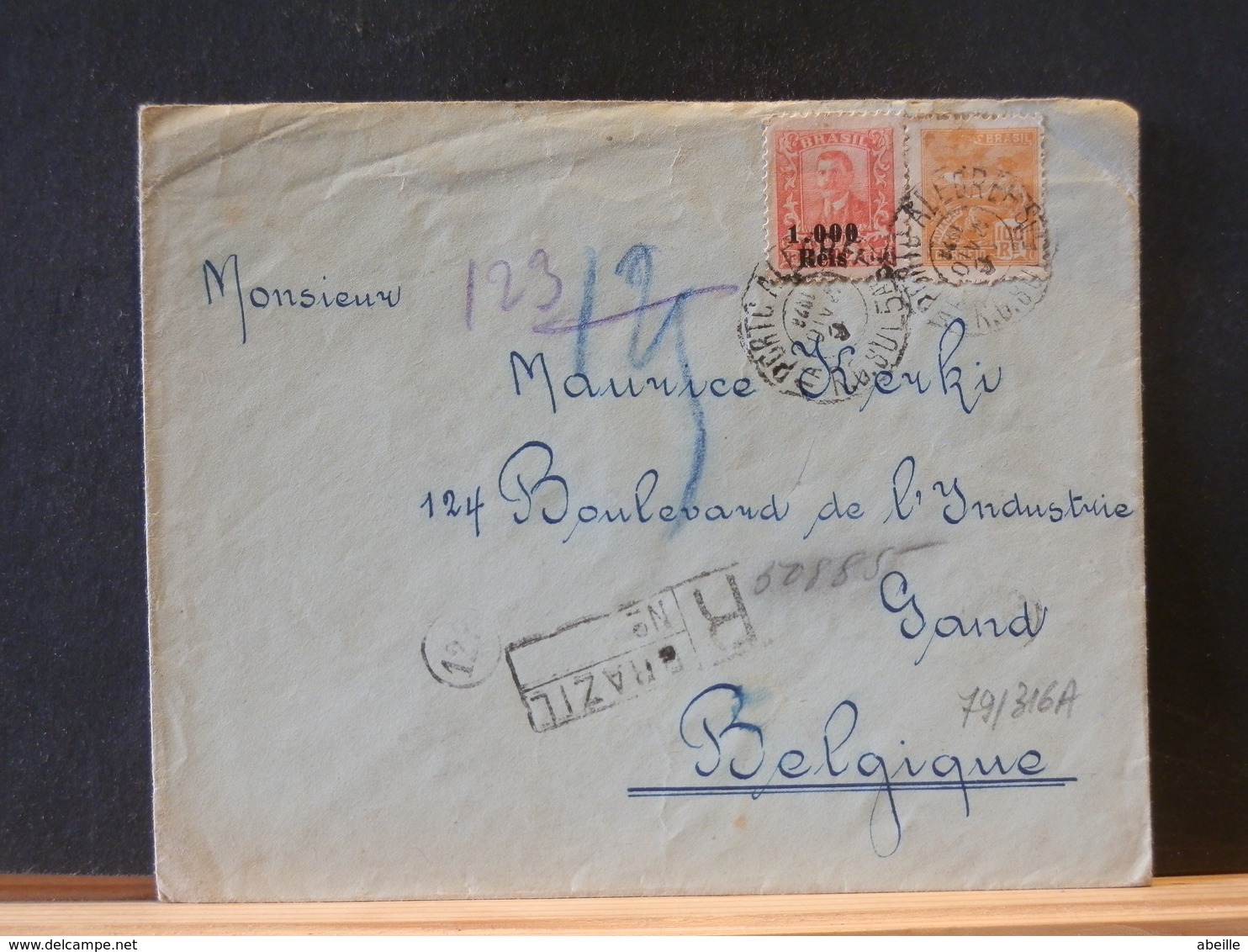 79/316A   LETTRE BRAZIL POUR LA BELG. 1928  RECOMM. - Storia Postale