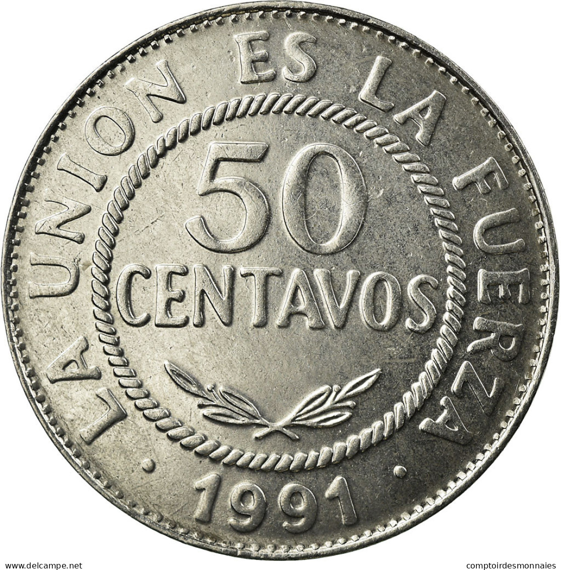 Monnaie, Bolivie, 50 Centavos, 1991, SUP, Stainless Steel, KM:204 - Bolivia