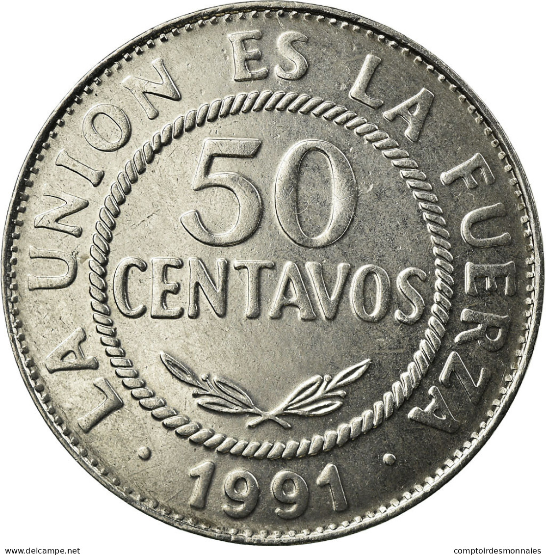 Monnaie, Bolivie, 50 Centavos, 1991, SUP, Stainless Steel, KM:204 - Bolivie