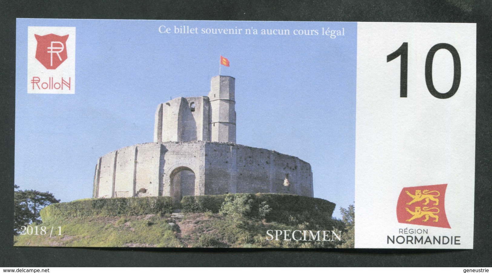 Billet Fantaisie Normandie - Edition Privé "Spécimen 10 Rollon / Tapisserie Bayeux / Gisors / 2018" - Fiktive & Specimen