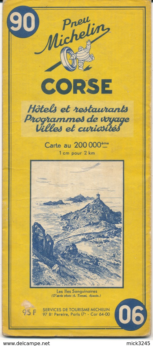 Carte Michelin N°90 Corse 1958 - Cartes Routières