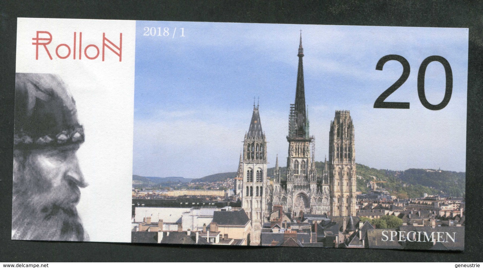 Billet Fantaisie Normandie - Edition Privé "Spécimen 20 Rollon / Cathédrale De Rouen / Plage D'Utah Beach / 2018" - Fiktive & Specimen