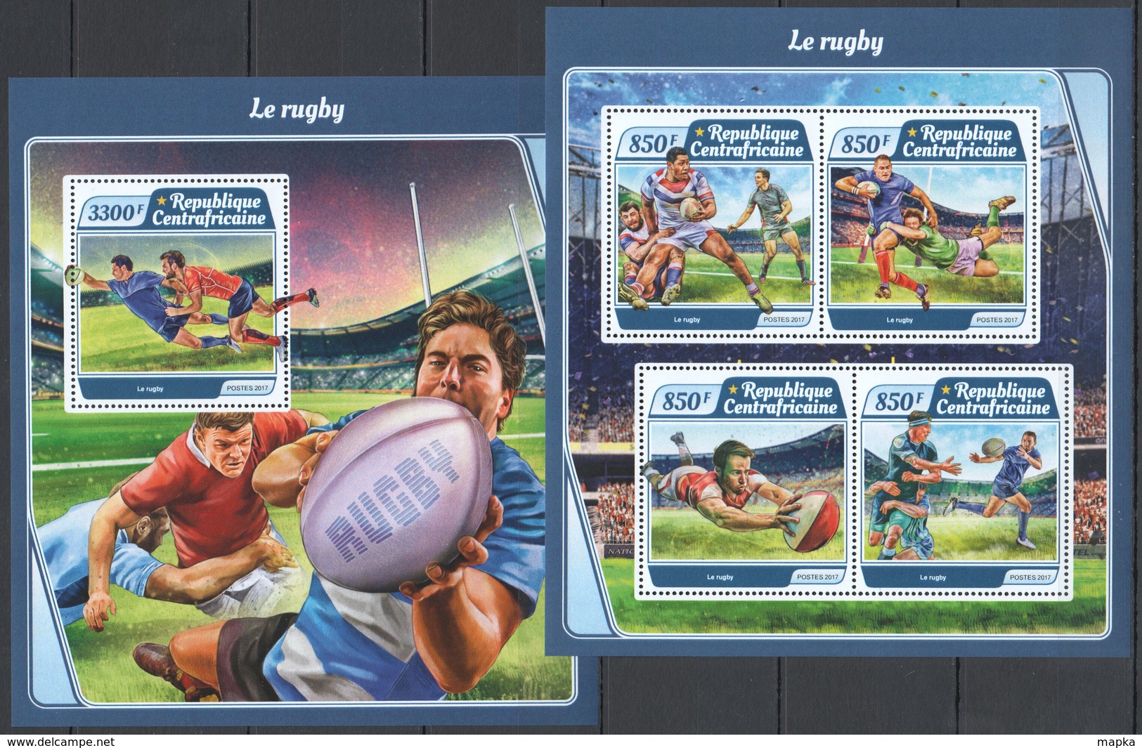 UU220 2017 CENTRAL AFRICA SPORT FOOTBALL RUGBY KB+BL MNH - Rugby