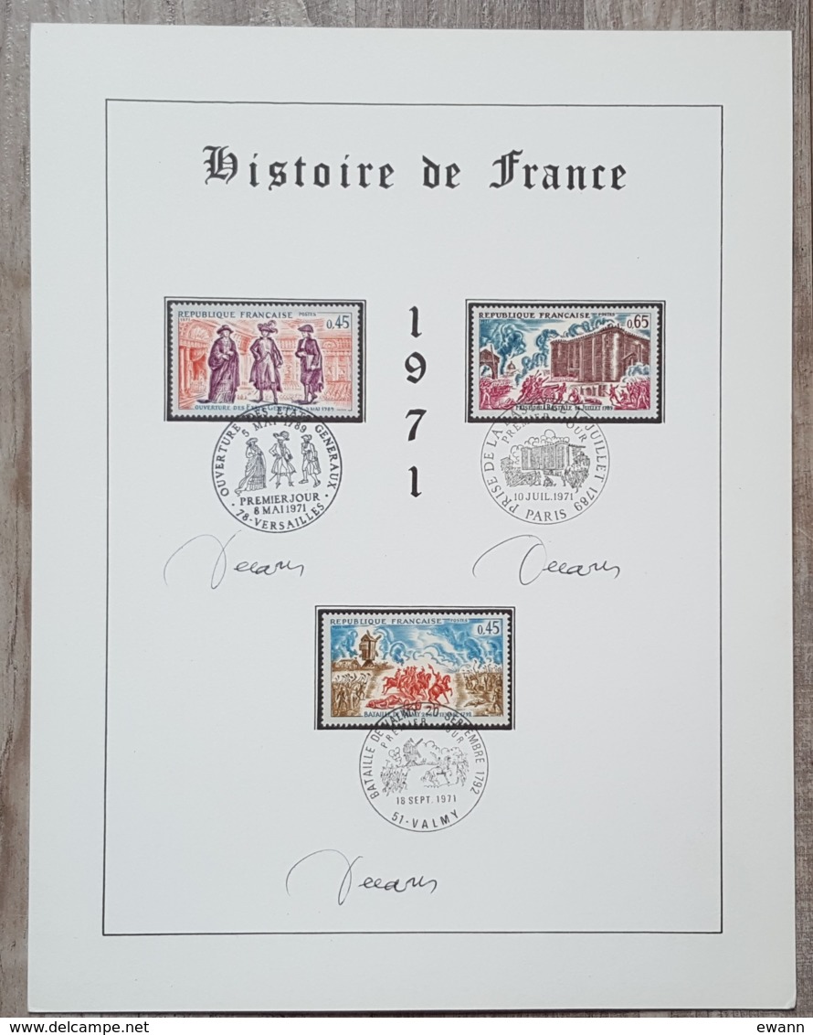 FDC Sur Encart 1971 - HISTOIRE DE FRANCE + Signature DECARIS - 1970-1979