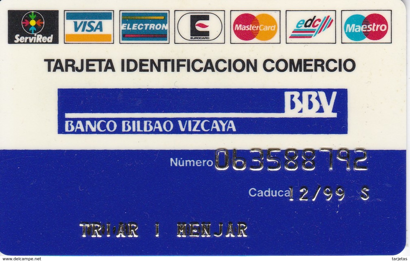 TARJETA DE ESPAÑA DEL BANCO BBV (CREDITCARD-BANK-VISA) BILBAO VIZCAYA - Otros & Sin Clasificación