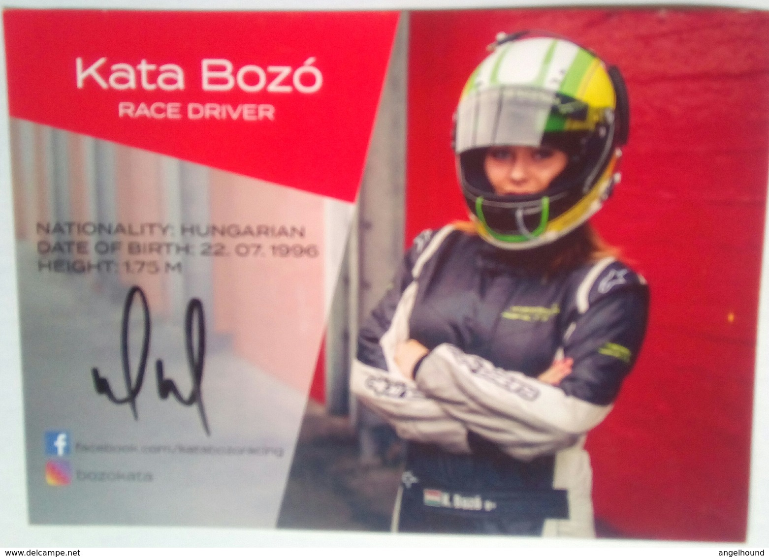 Kata Bozo  Hungary Race Driver) Signed Card - Autogramme