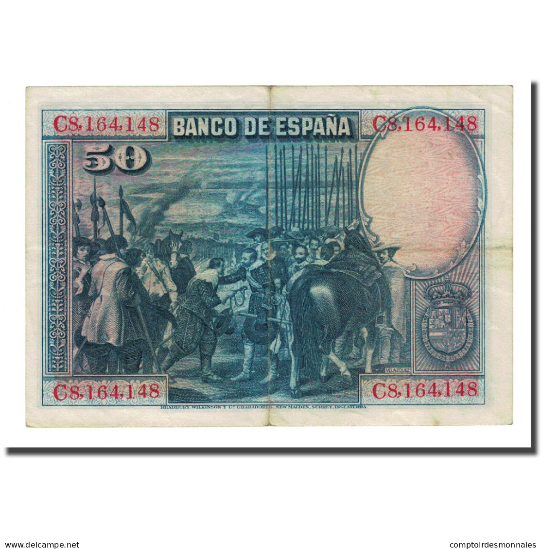 Billet, Espagne, 50 Pesetas, 1928-08-15, KM:75b, TTB - 50 Peseten