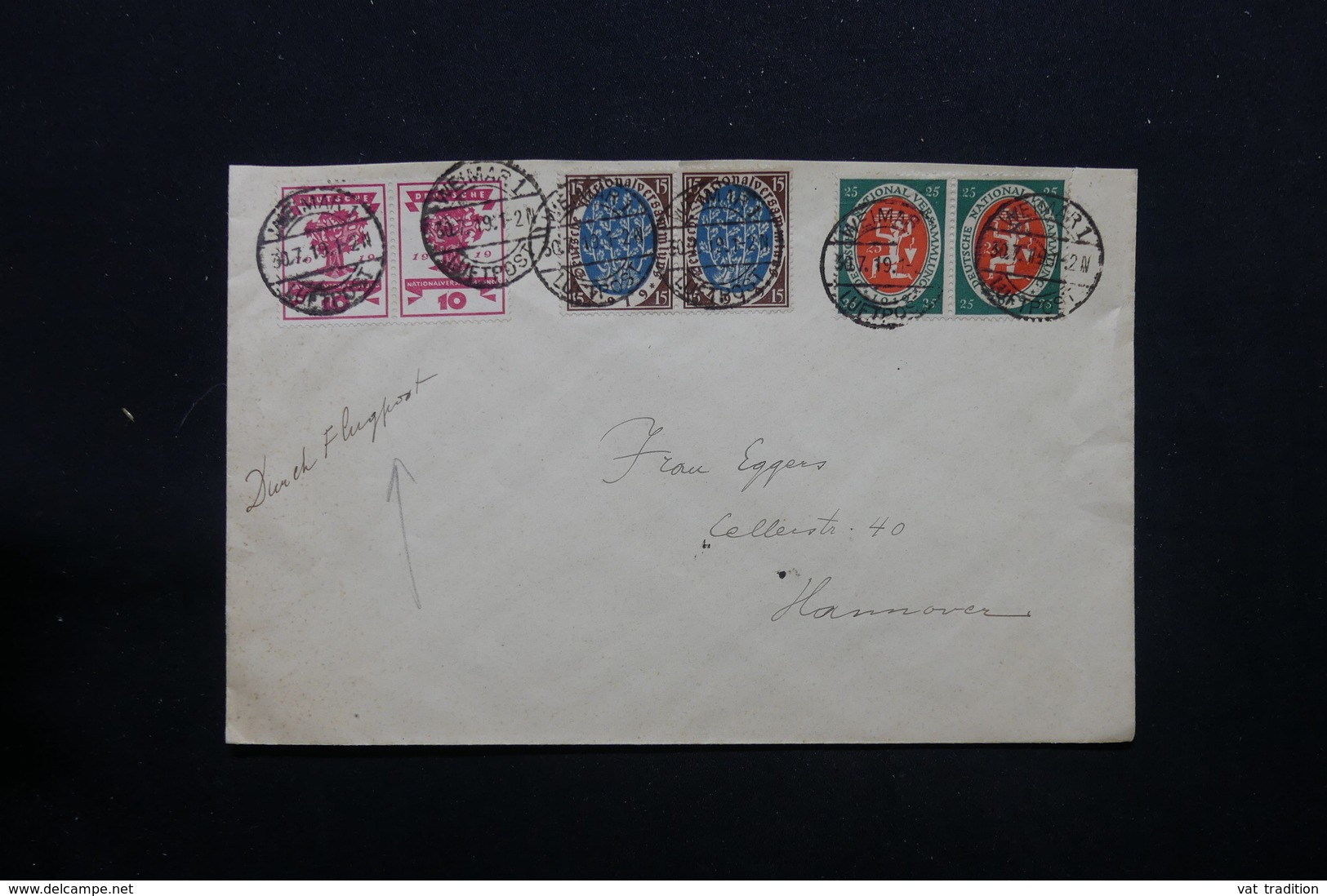 ALLEMAGNE - Enveloppe De Weimar Par Avion En 1919 Pour Hannover - L 28406 - Storia Postale