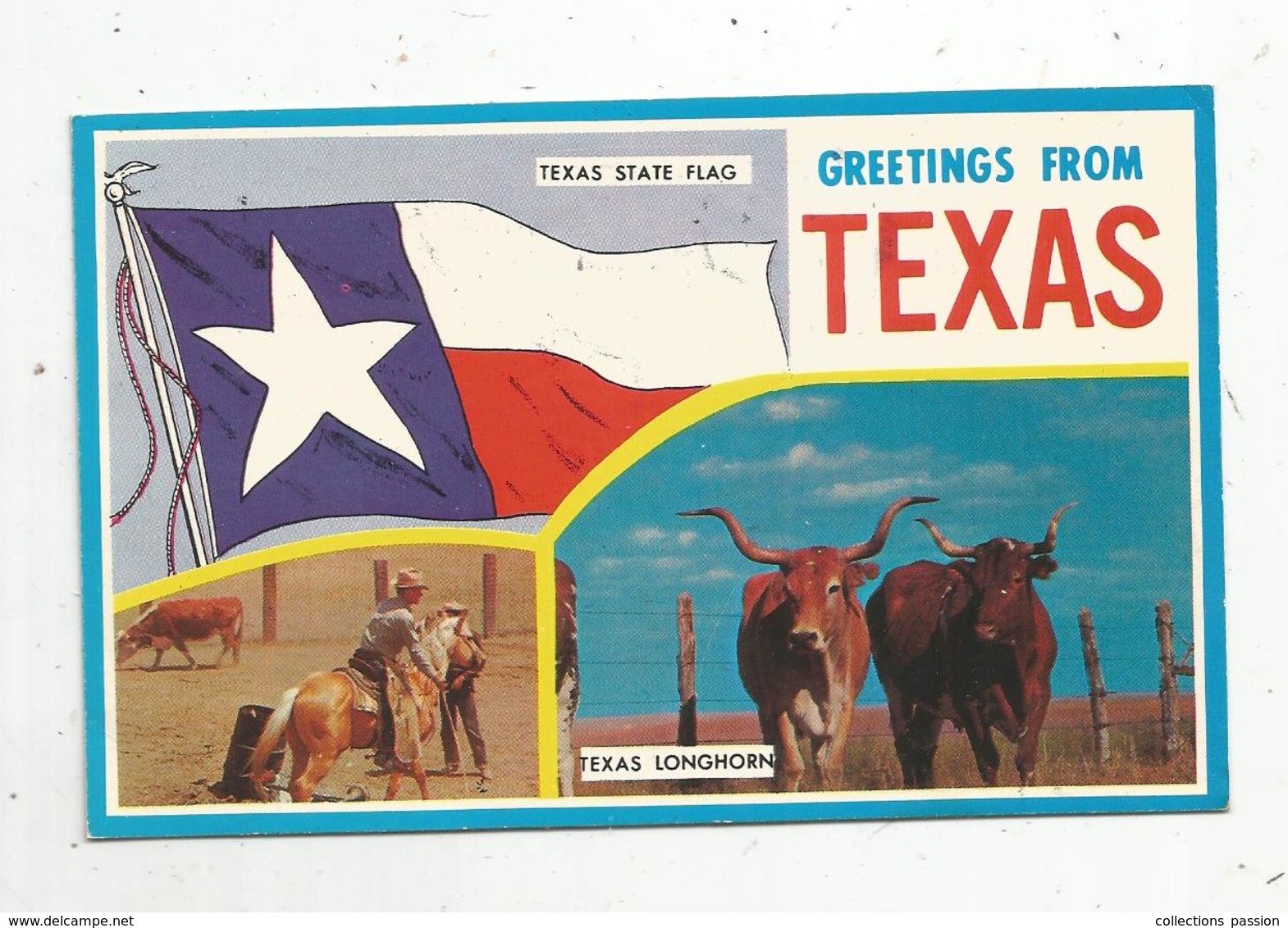Cp , ETATS UNIS ,  Greetings From TEXAS ,  Multi Vues , Voyagée - Other & Unclassified
