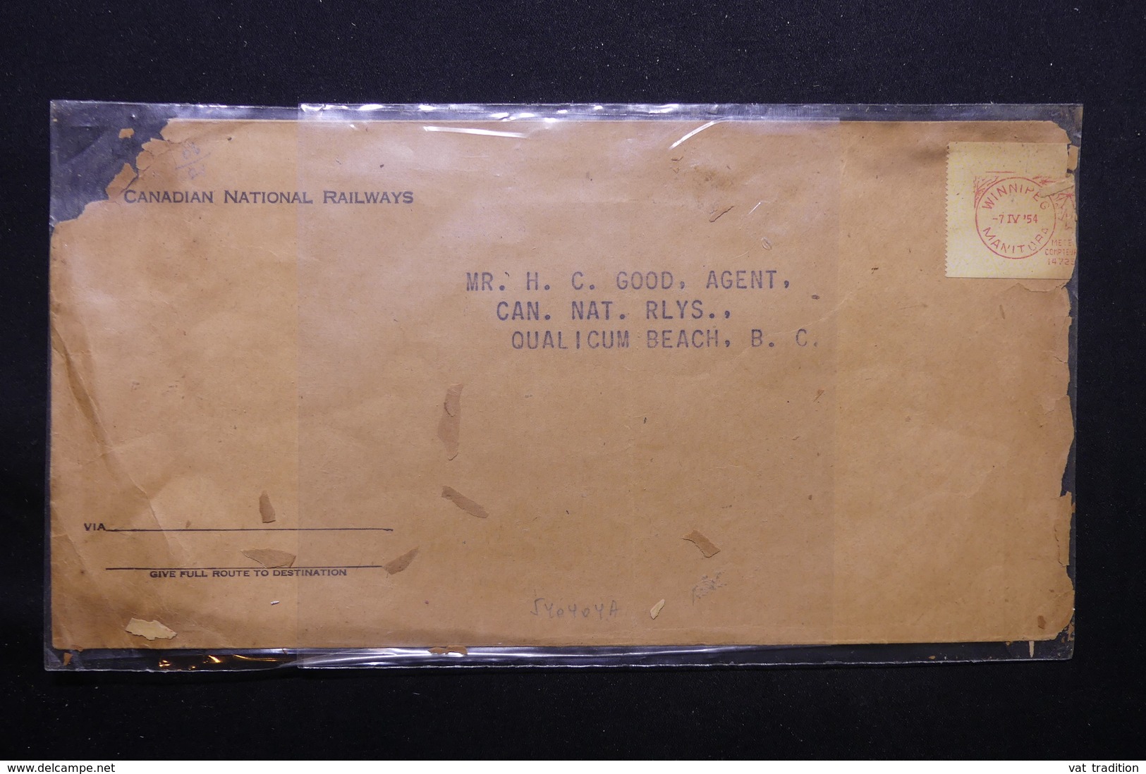 CANADA - Affranchissement Mécanique De Winnipeg Pour Qualicum Beach En 1954 , Voir Cachet Au Dos - L 28407 - Cartas & Documentos