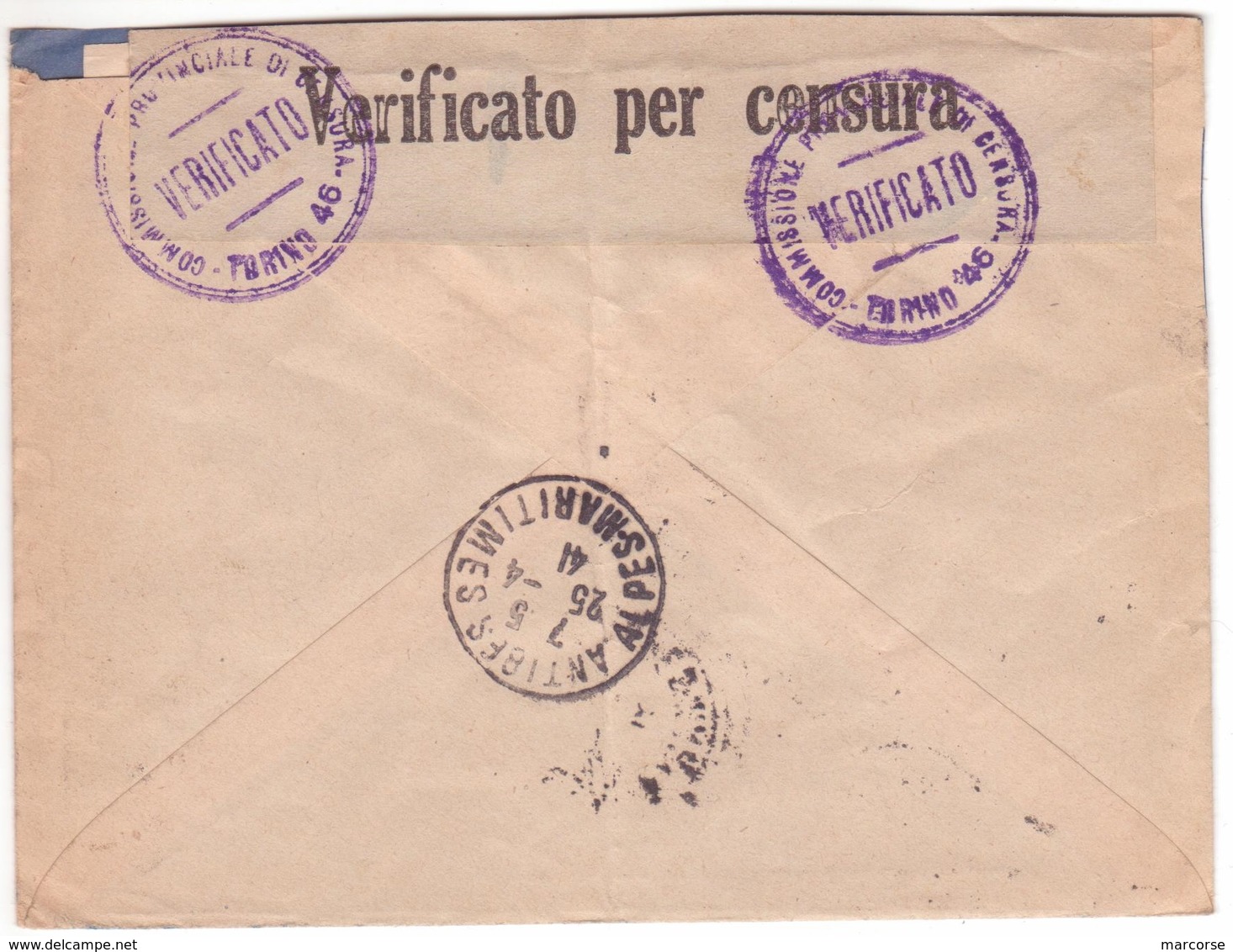 1941 Italie "zone Dépourvue De Timbres-poste" Camp De Concentration BARI Poste Militaire CENSURE  > France TAXE 5F - 1859-1959 Storia Postale