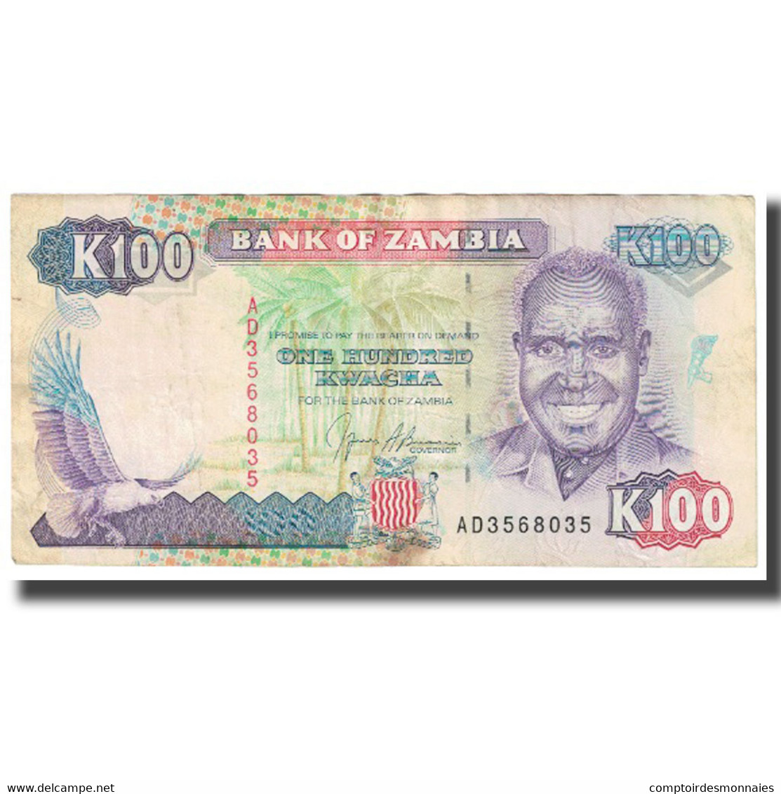 Billet, Zambie, 100 Kwacha, KM:34a, B - Zambie