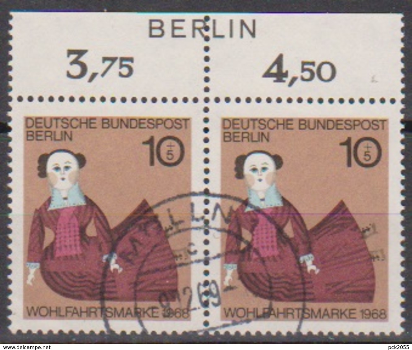 Berlin  1968 MiNr.322 Paar O Gest.Wohlfahrt: Puppen ( B 465 ) Günstige Versandkosten - Gebraucht