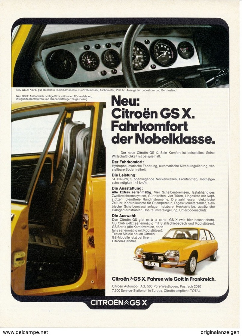 Original-Werbung/ Anzeige 1982 - CITROEN GS X - Ca. 180 X 240 Mm - Pubblicitari