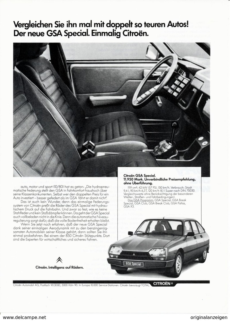 Original-Werbung/ Anzeige 1981 - CITROEN GSA SPECIAL 1300 - Ca. 180 X 240 Mm - Pubblicitari